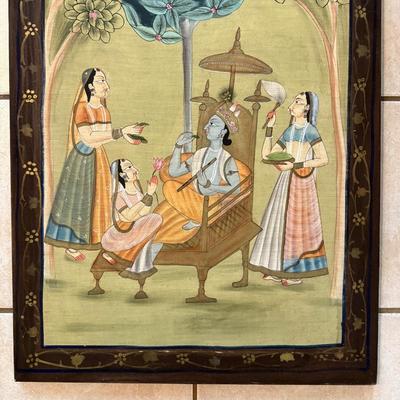 LOT 12L: Lord Krishna Silk Painting