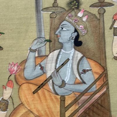 LOT 12L: Lord Krishna Silk Painting