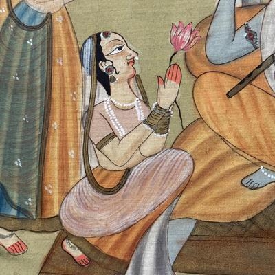 LOT 12L: Lord Krishna Silk Painting