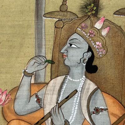 LOT 12L: Lord Krishna Silk Painting