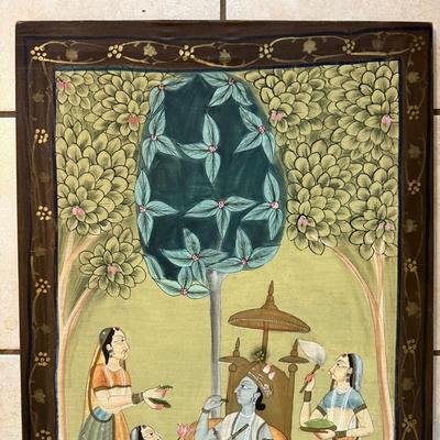LOT 12L: Lord Krishna Silk Painting