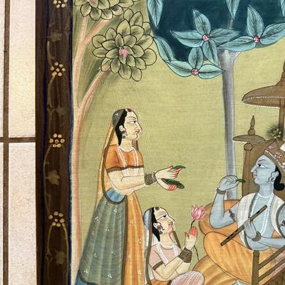 LOT 12L: Lord Krishna Silk Painting