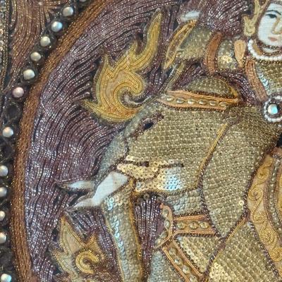 LOT 13L: Framed Burmese Kalaga Tapestry