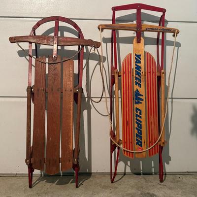 LOT 19G: Pair of vintage sleds Yankee Clipper +