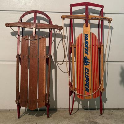 LOT 19G: Pair of vintage sleds Yankee Clipper +