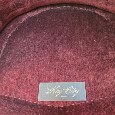 LOT 21F: Pair Of Louis XV Style Arm Chairs, Beautifully Carved Wood & Velvet Merlot Fabric, Manufactured By Key City, Inc. N. C. USA