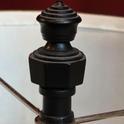 LOT 23F: Brown Leather Recliner Chair, Glass/Metal Side Table With Removable Glass Top & Black Table Lamp W/Shade, Lamp Worked At...