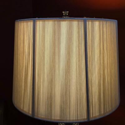 LOT 23F: Brown Leather Recliner Chair, Glass/Metal Side Table With Removable Glass Top & Black Table Lamp W/Shade, Lamp Worked At...