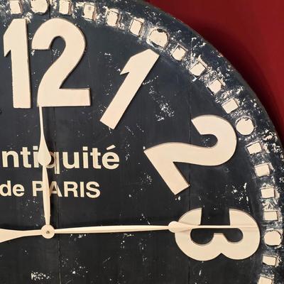 LOT 25F: Oversized, Battery Operated, Pier 1 Imports, Antiquite` de Paris Wall Clock, Untested
