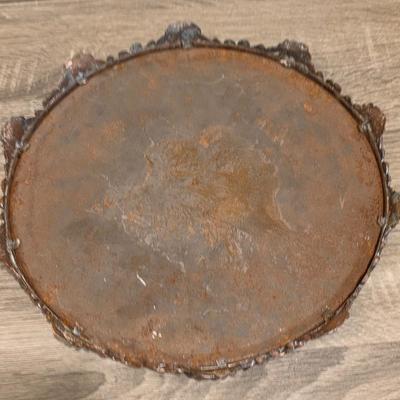 LOT 34D: Vintage/Antique Art Nouveau Jewelery Box Set, Ornate Filigree Frame & Mirrored Vanity Tray