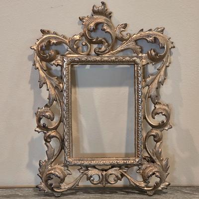 LOT 34D: Vintage/Antique Art Nouveau Jewelery Box Set, Ornate Filigree Frame & Mirrored Vanity Tray