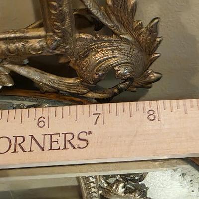 LOT 34D: Vintage/Antique Art Nouveau Jewelery Box Set, Ornate Filigree Frame & Mirrored Vanity Tray