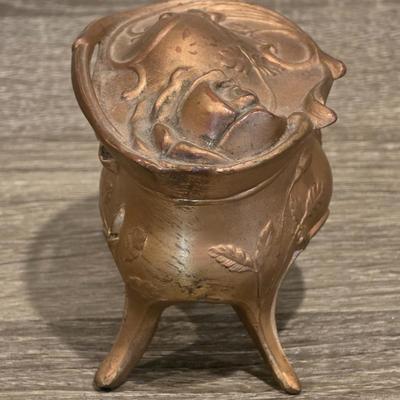 LOT 34D: Vintage/Antique Art Nouveau Jewelery Box Set, Ornate Filigree Frame & Mirrored Vanity Tray