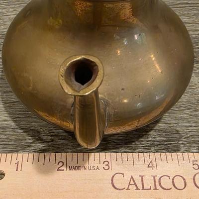 LOT 38K: Mid Century Brass Tea Pot, Creamer & Sugar Bowl With Tray