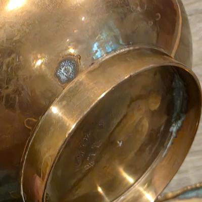 LOT 38K: Mid Century Brass Tea Pot, Creamer & Sugar Bowl With Tray