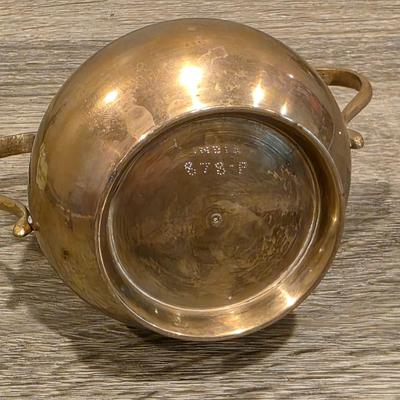 LOT 38K: Mid Century Brass Tea Pot, Creamer & Sugar Bowl With Tray