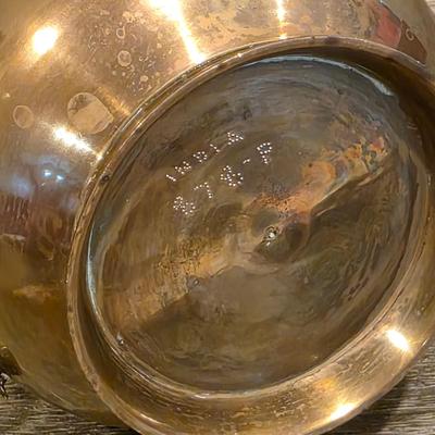 LOT 38K: Mid Century Brass Tea Pot, Creamer & Sugar Bowl With Tray