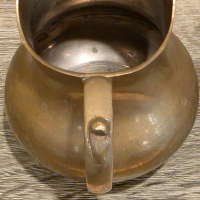 LOT 38K: Mid Century Brass Tea Pot, Creamer & Sugar Bowl With Tray