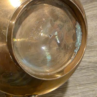 LOT 38K: Mid Century Brass Tea Pot, Creamer & Sugar Bowl With Tray