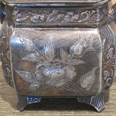 LOT 39K: Antique/Vintage Silver-Plated Coffee/Tea Set, Coffee Pot W/Spigot & Warmer, Tea Pot, Sugar Bowl, Creamer & Waste Bowl