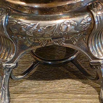 LOT 39K: Antique/Vintage Silver-Plated Coffee/Tea Set, Coffee Pot W/Spigot & Warmer, Tea Pot, Sugar Bowl, Creamer & Waste Bowl