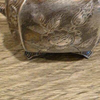 LOT 39K: Antique/Vintage Silver-Plated Coffee/Tea Set, Coffee Pot W/Spigot & Warmer, Tea Pot, Sugar Bowl, Creamer & Waste Bowl