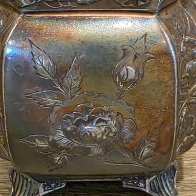 LOT 39K: Antique/Vintage Silver-Plated Coffee/Tea Set, Coffee Pot W/Spigot & Warmer, Tea Pot, Sugar Bowl, Creamer & Waste Bowl