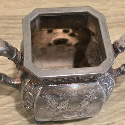 LOT 39K: Antique/Vintage Silver-Plated Coffee/Tea Set, Coffee Pot W/Spigot & Warmer, Tea Pot, Sugar Bowl, Creamer & Waste Bowl