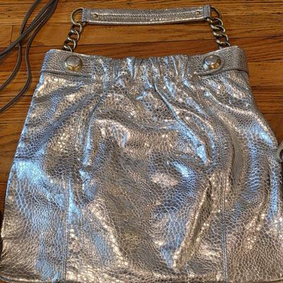 LOT 40F: 3 Vintage Leather Purses, Donna Karen, Made In Italy W/Dust Bag, Leo Rexx Snakeskin Bag & Cynthia Rowley Silver Snake Scale...