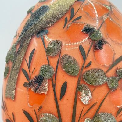 LOT 41D: Vintage Czech Orange Hinged Tantalus / Decanter (No Glassware)