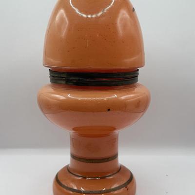 LOT 41D: Vintage Czech Orange Hinged Tantalus / Decanter (No Glassware)