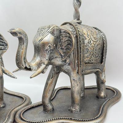 LOT 43D: Janice Minor for Neiman Marcus Metal Elephant Candlestick Holders