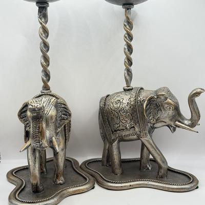 LOT 43D: Janice Minor for Neiman Marcus Metal Elephant Candlestick Holders