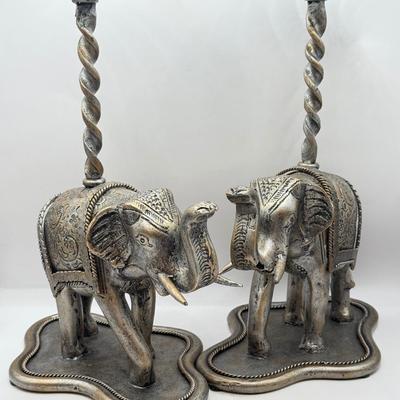 LOT 43D: Janice Minor for Neiman Marcus Metal Elephant Candlestick Holders