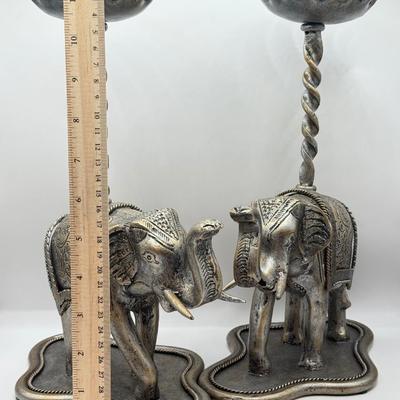 LOT 43D: Janice Minor for Neiman Marcus Metal Elephant Candlestick Holders