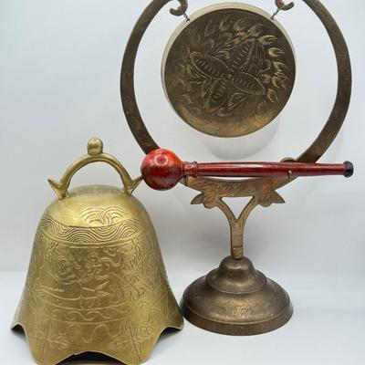 LOT 47D: Vintage / Antique Chinese Brass Etched Gongs