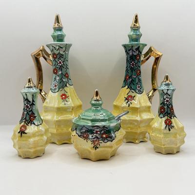 LOT 48D: 1940s-50s Japanese Lusterware Cruet Condiment Set