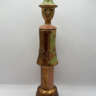 LOT 50D: Vintage Italian Hand Painted Character Pepper / Spice Grinder