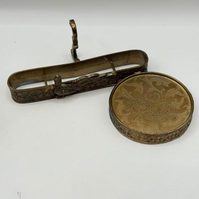 LOT 58D: Antique Brass Pheasant Teacup Display Stands (2), Tea Cups & Saucers