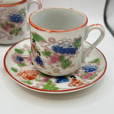 LOT 58D: Antique Brass Pheasant Teacup Display Stands (2), Tea Cups & Saucers