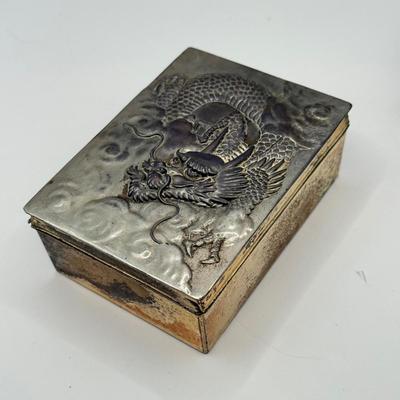 LOT 59D: Antique / Vintage Chinese Export Silverplate Dragon Smoking Set