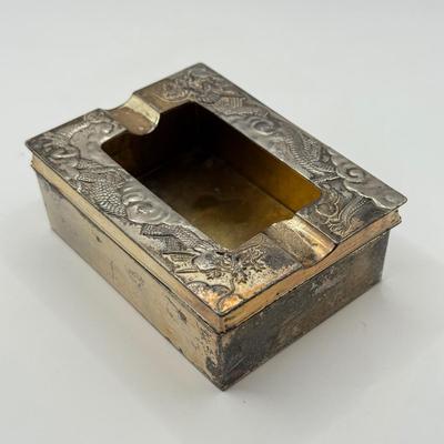 LOT 59D: Antique / Vintage Chinese Export Silverplate Dragon Smoking Set