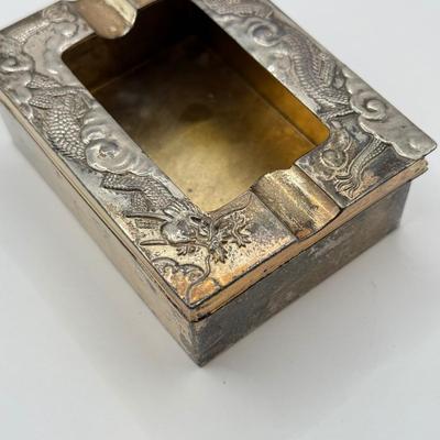 LOT 59D: Antique / Vintage Chinese Export Silverplate Dragon Smoking Set