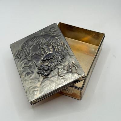 LOT 59D: Antique / Vintage Chinese Export Silverplate Dragon Smoking Set