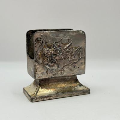 LOT 59D: Antique / Vintage Chinese Export Silverplate Dragon Smoking Set