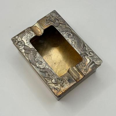 LOT 59D: Antique / Vintage Chinese Export Silverplate Dragon Smoking Set