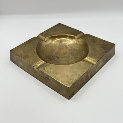 LOT 60D: Large Vintage Brass Ash Tray & Ornate Antique Chinese Ash Trays