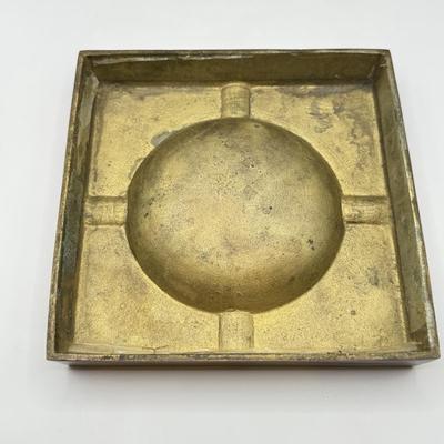 LOT 60D: Large Vintage Brass Ash Tray & Ornate Antique Chinese Ash Trays