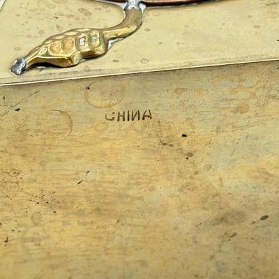 LOT 60D: Large Vintage Brass Ash Tray & Ornate Antique Chinese Ash Trays