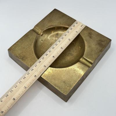 LOT 60D: Large Vintage Brass Ash Tray & Ornate Antique Chinese Ash Trays